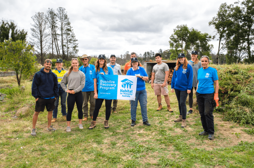 Habitat for Humanity group photo for the Bushfire Recovery Program